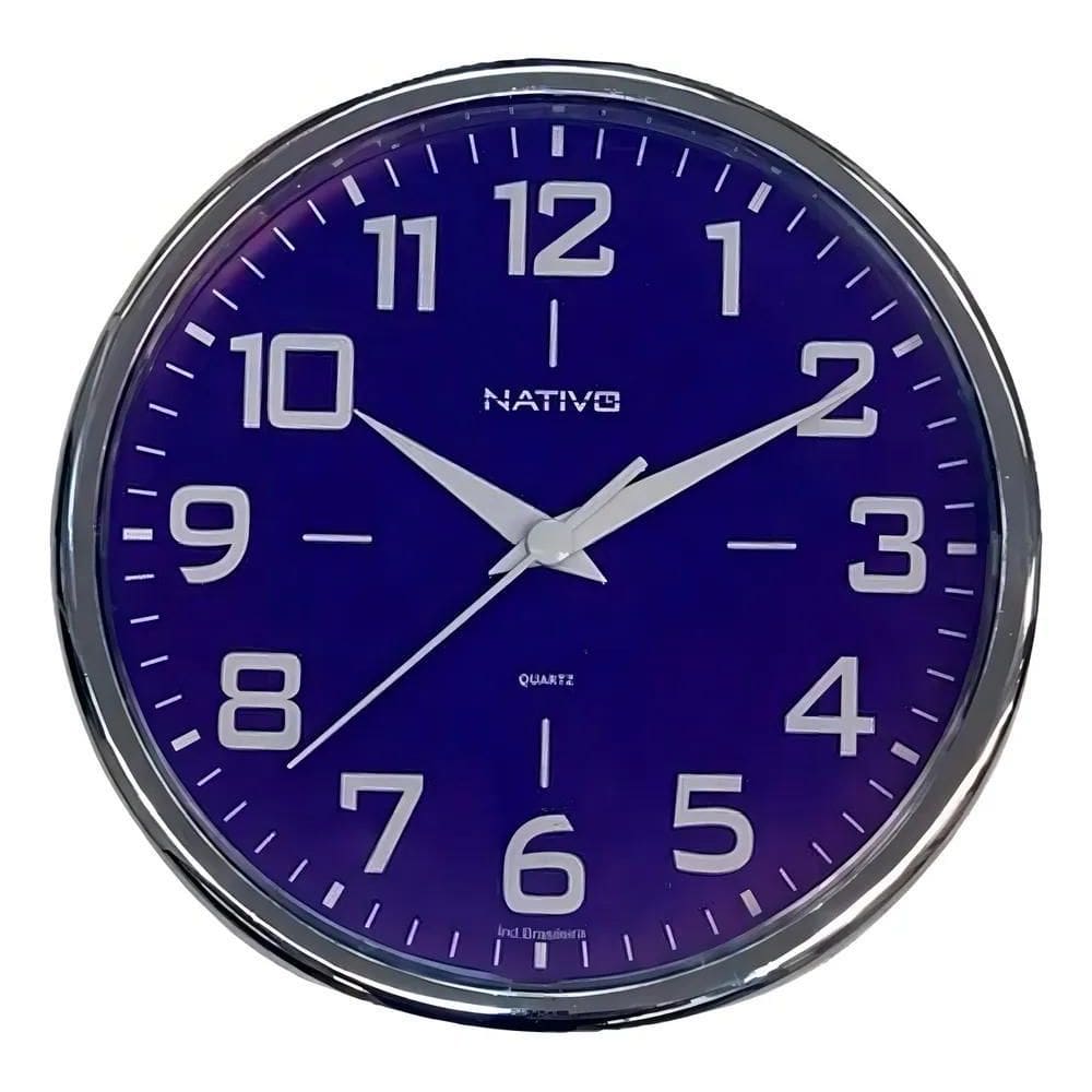 10X Relógio De Parede Redondo Metalizado Cromo Cozinha Sala