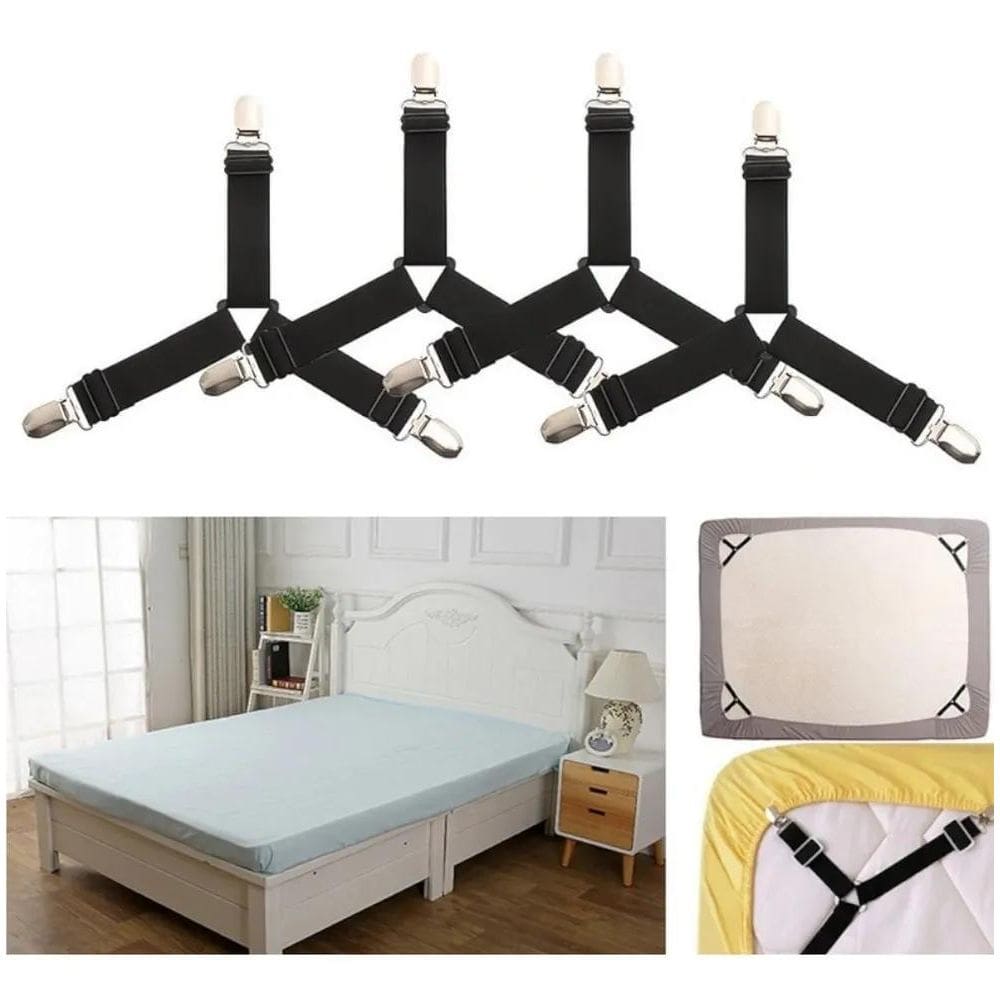 2X Prendedor Fixador Lençol 4 Prendedores Com  Ajustável To