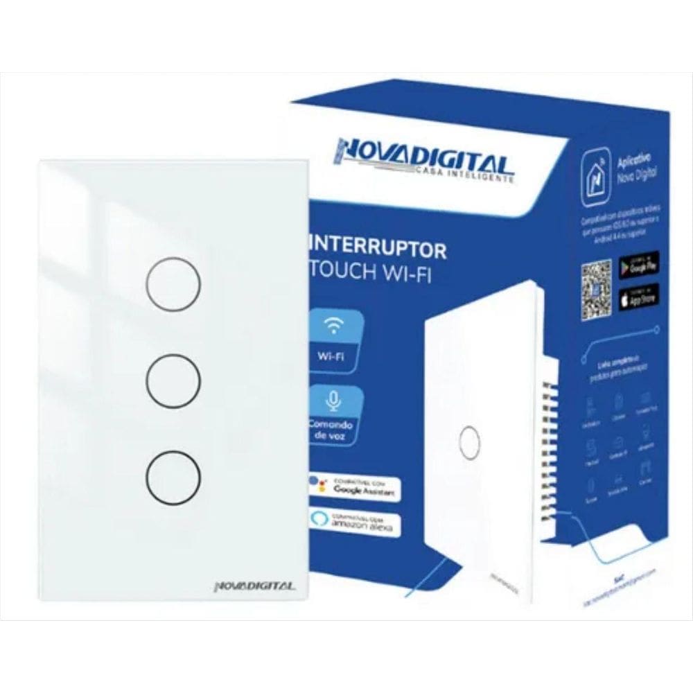 Interruptor Touch Inteligente 3 Botões Touch Wi-Fi