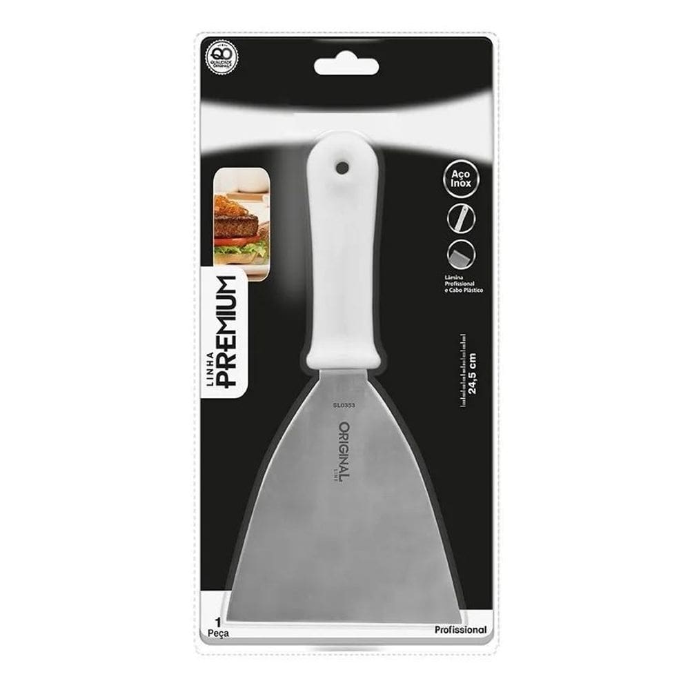 2X Espatula Reta 5 Inox  Chapa Lanche Chapeiro Cozin