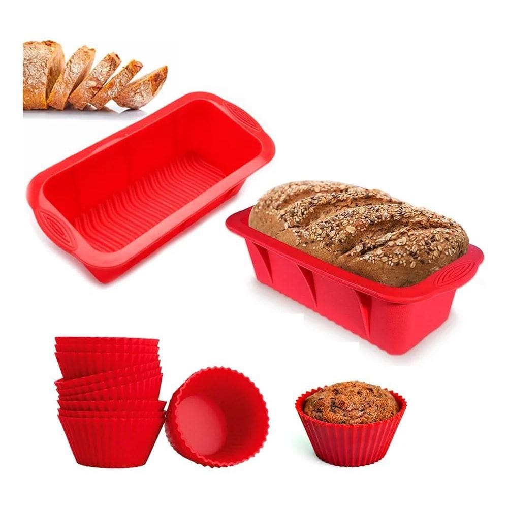 10X Kit Formas De Silicone Assadeiras Pão Bolo Inglês E Cup