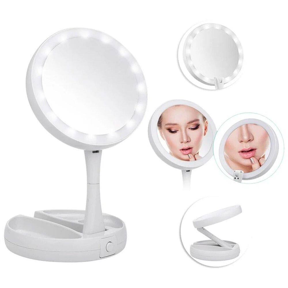 Espelho Led Portátil Ajustável Dupla Face Perfeito Para Você