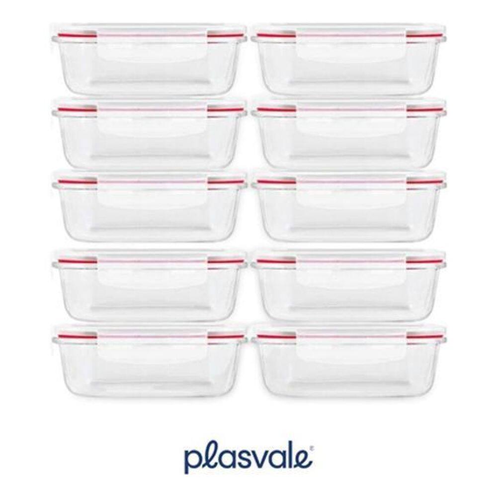 Conjunto 10 Potes 640Ml Vidro Hermético 4 Travas Marmita