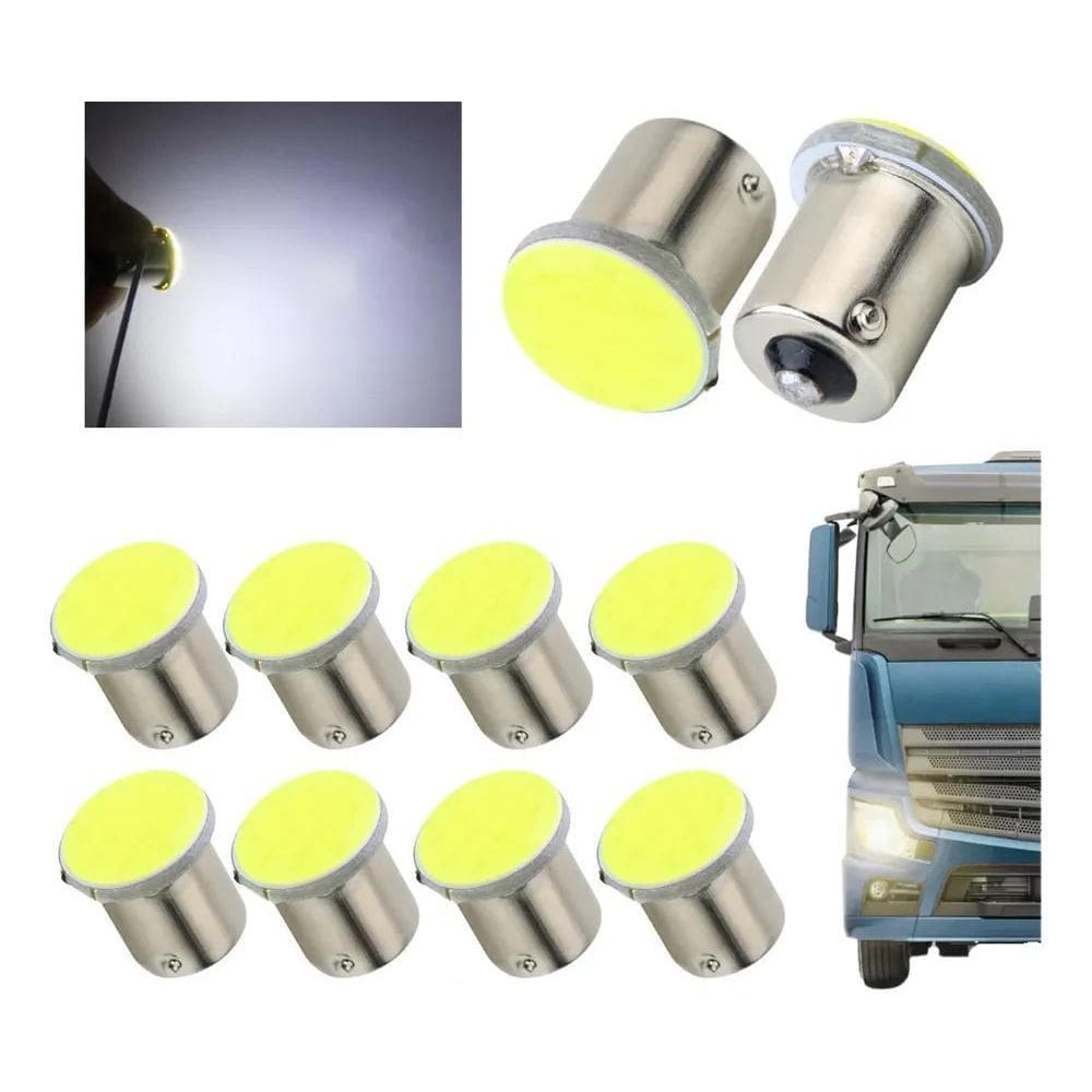 Kit 10 Lampada Cob Led Ba15S Bay15 1 2 Polo 1 Polo Branco
