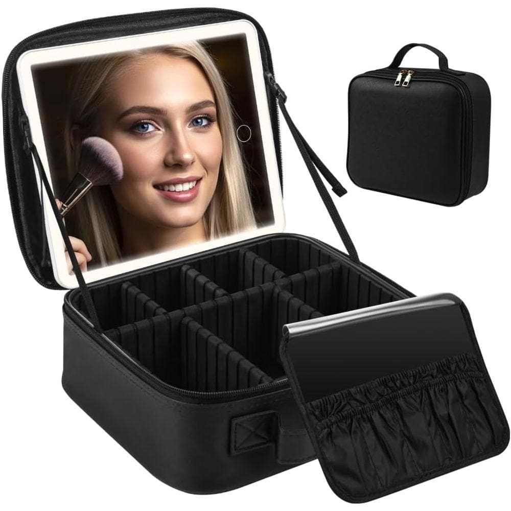 Estojo Necessaire com Divisórias e Espelho de LED - Quanhe