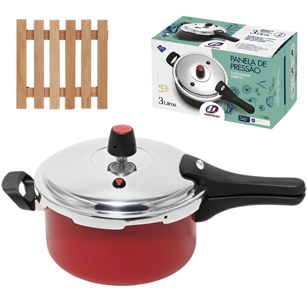 Panela De Pressão 3L Fechamento Externo + Descanso De Panela