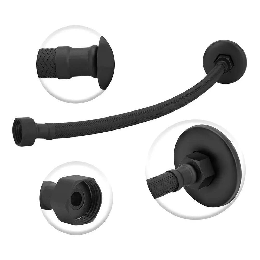 Engate Mangueira Flexível Preto/Black Trançado Aço Inox 30Cm