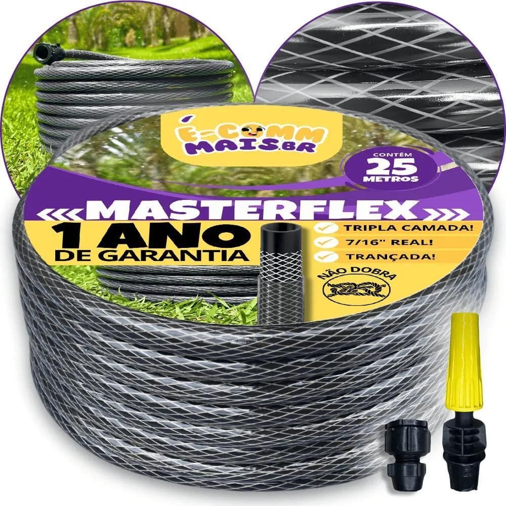 10X Mangueira De Jardim 25M Metros Reforçada Trançada Não D