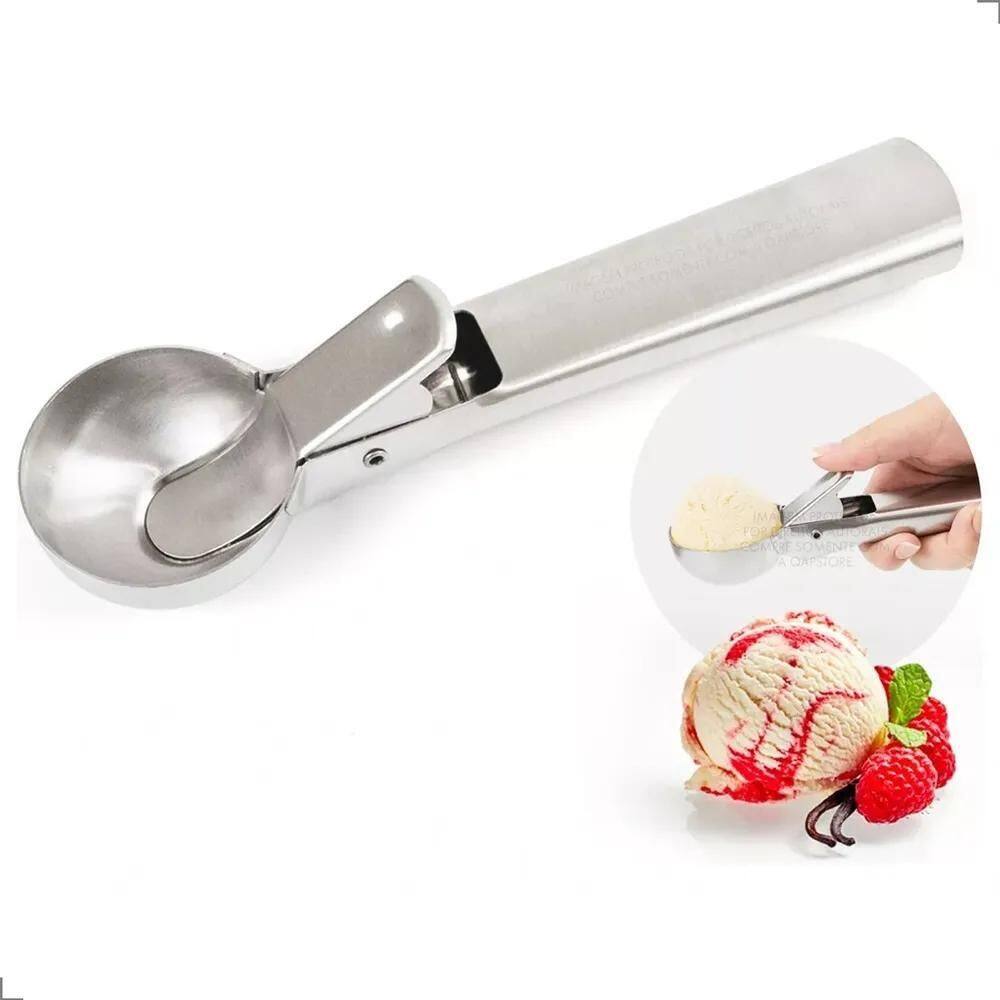 3X Pegador Colher De Sorvete Bola Ejetor Inox A