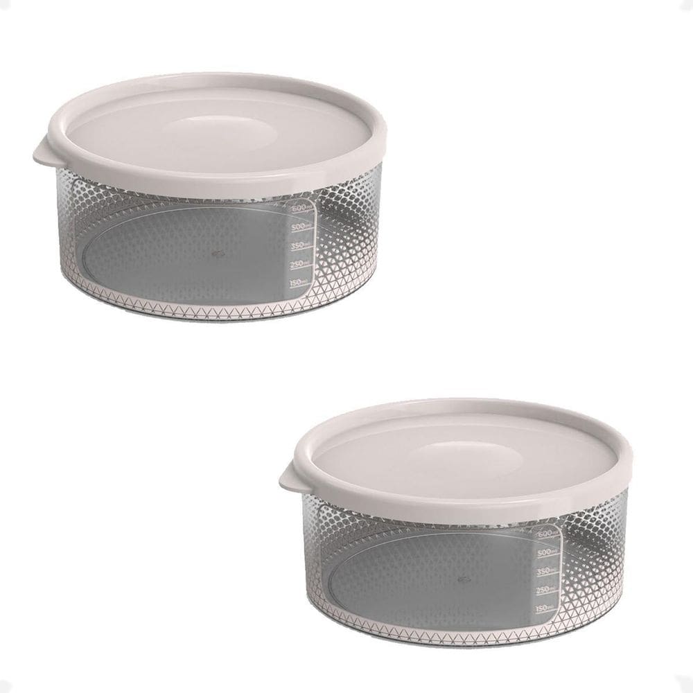 2 Pote Para Alimentos Transparente Redondo 700 Ml Com Tampa