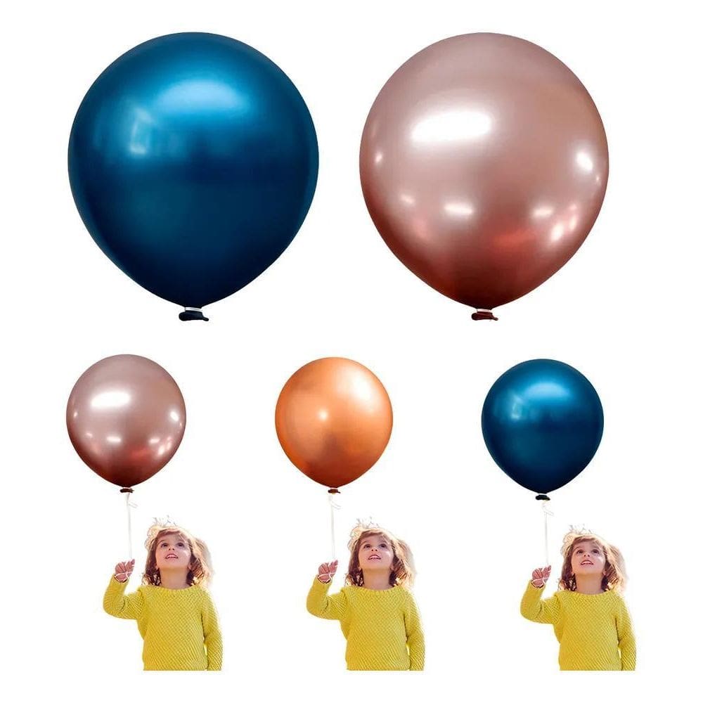 Balão Bexiga Metalizado 16 Polegadas - Gigante - 10 Un Doura
