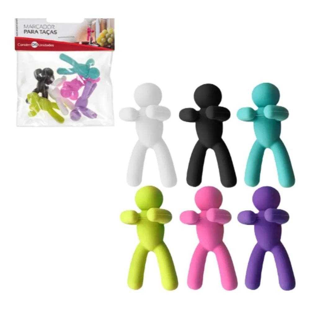 2X Kit 12 Marcador De Taça E Copos Colorido Vinho Identifica