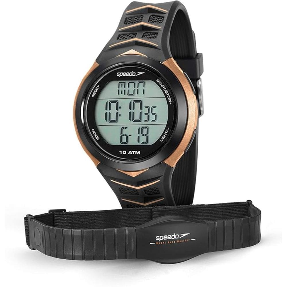 Relógio Speedo Unissex Monitor Cardiaco Preto Com Dourado 80621G0evnp3