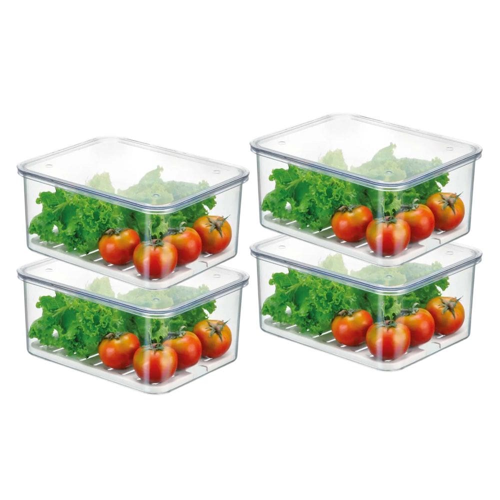 Kit 4 Organizadores De Geladeira 2,7L Com Tampa Escorredor