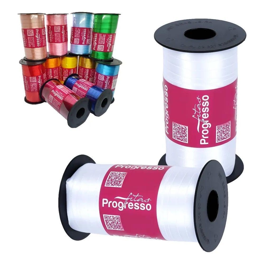 Fita De Cetim 7Mm Carretel 100 Metros Várias 201 - Branco