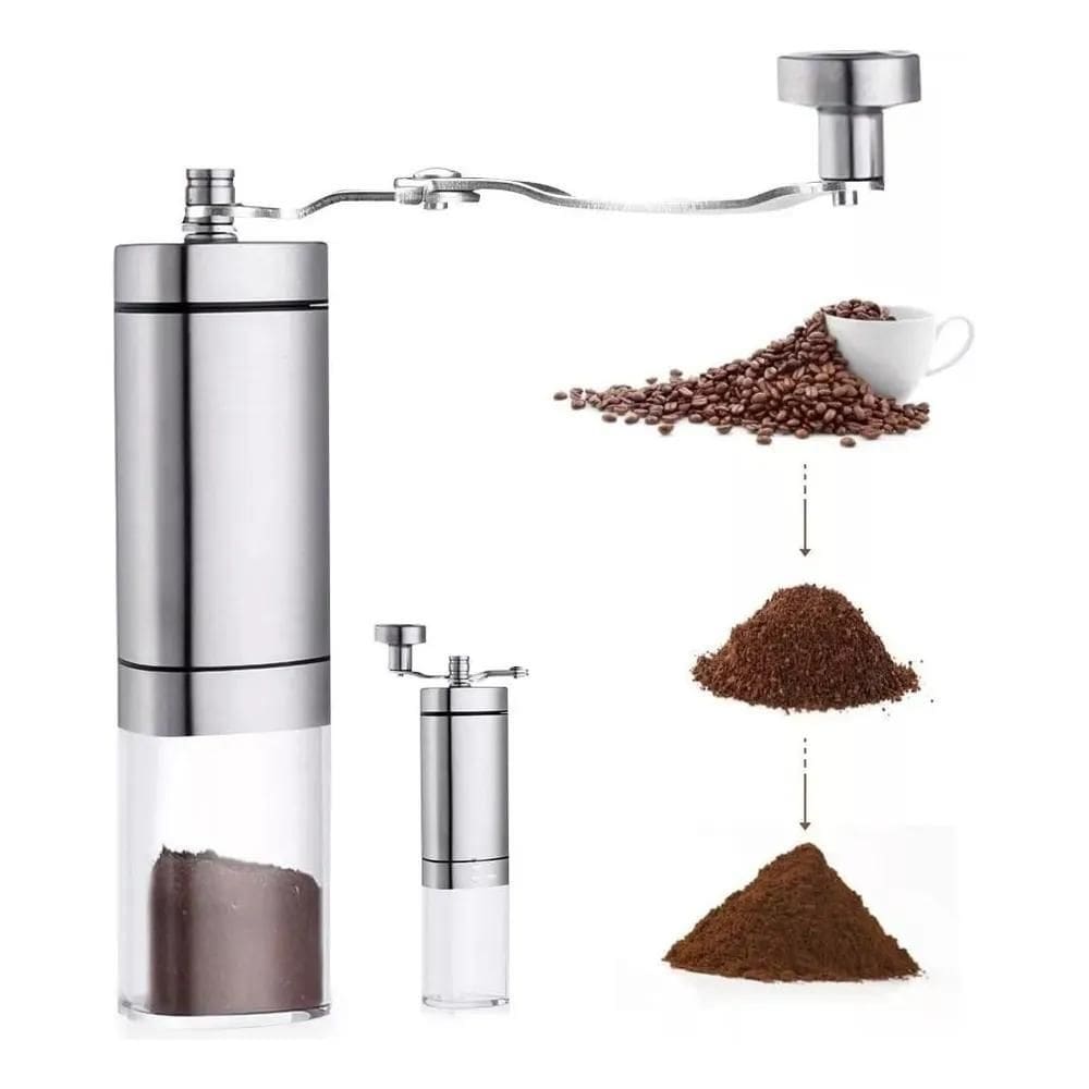 2X Moedor De Café Manual Inox Com Manivela Giratória Moer Gr
