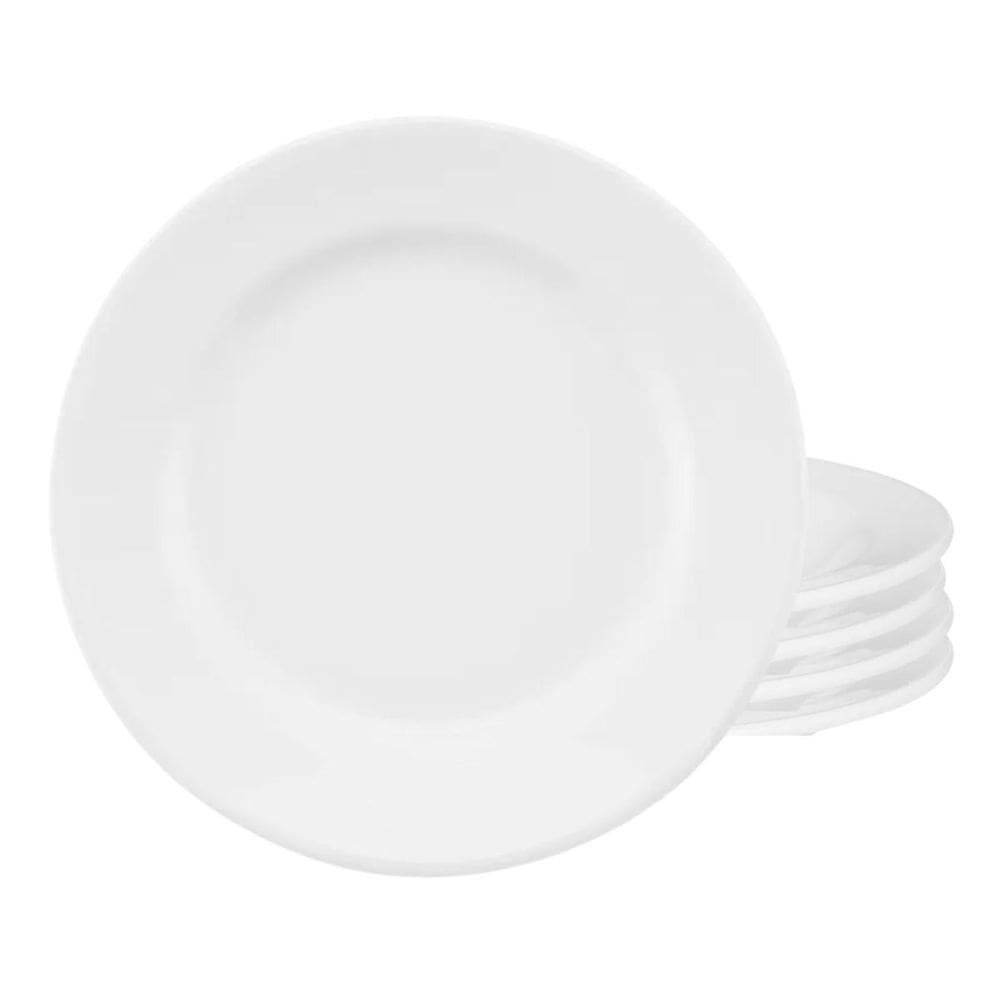 Jogo De Pratos Fundos Kit 4 Peças 23Cm Branco Com Aba Oxford