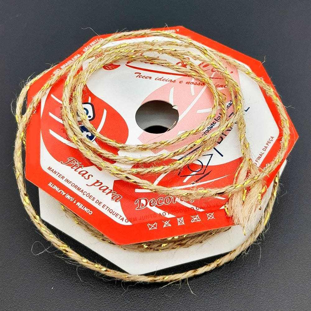 Rolos Fio Juta Decoração Natal Cordão Dourado 20m Kit 8pçs