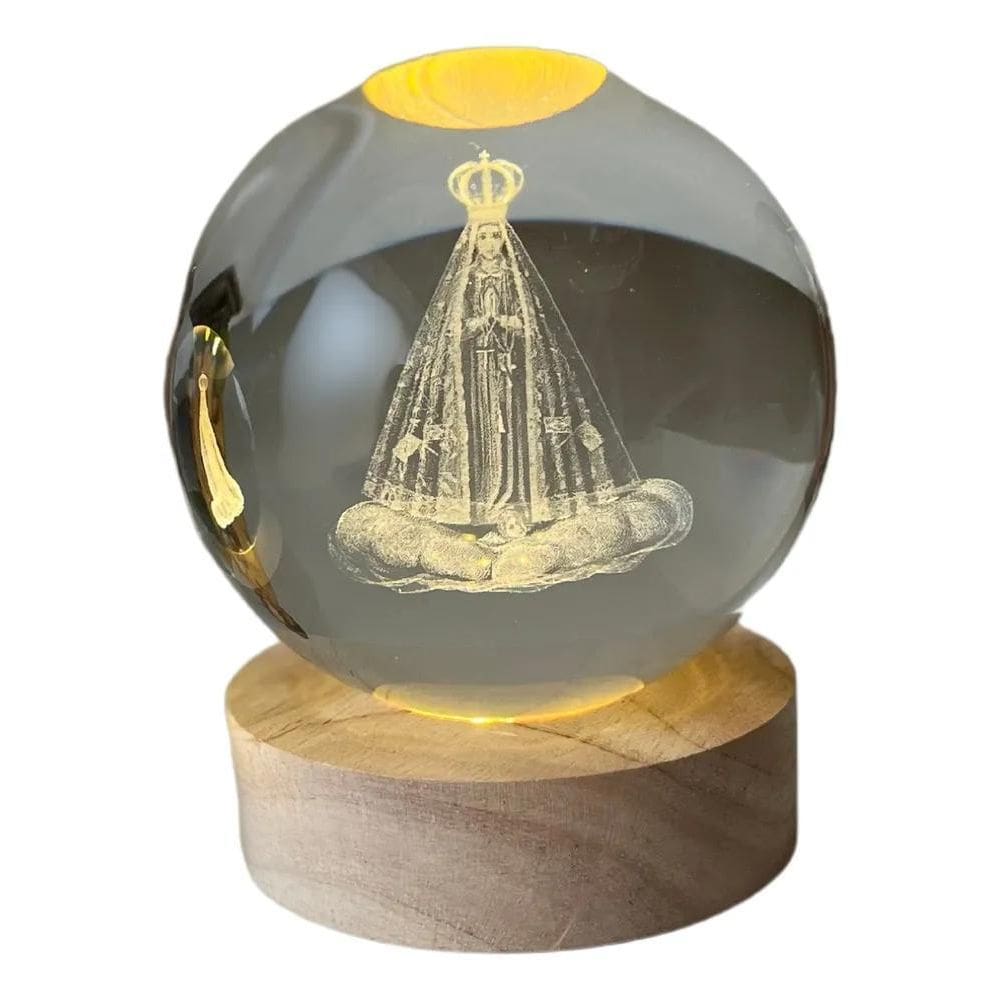 Luminária De Mesa Bola De Cristal 3D Abajur Led Decorativa