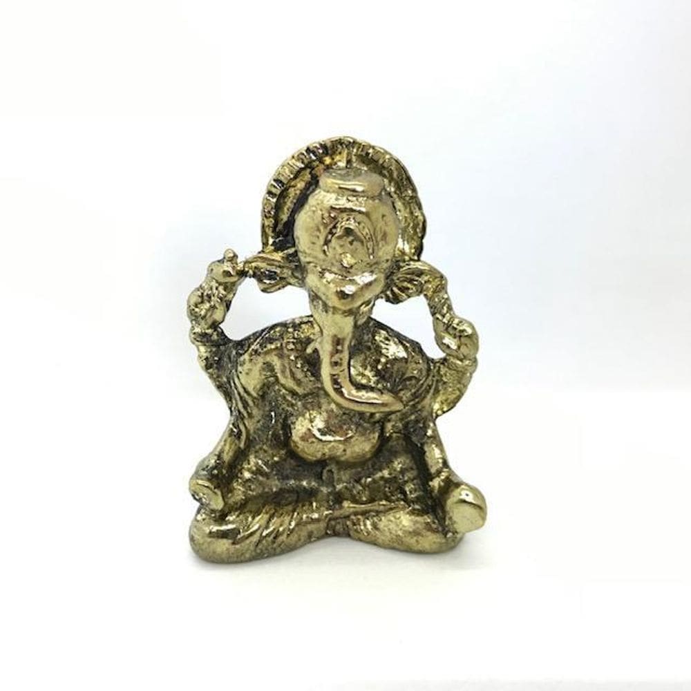 Ganesh Meditando 5 Cm Em Metal Dourado
