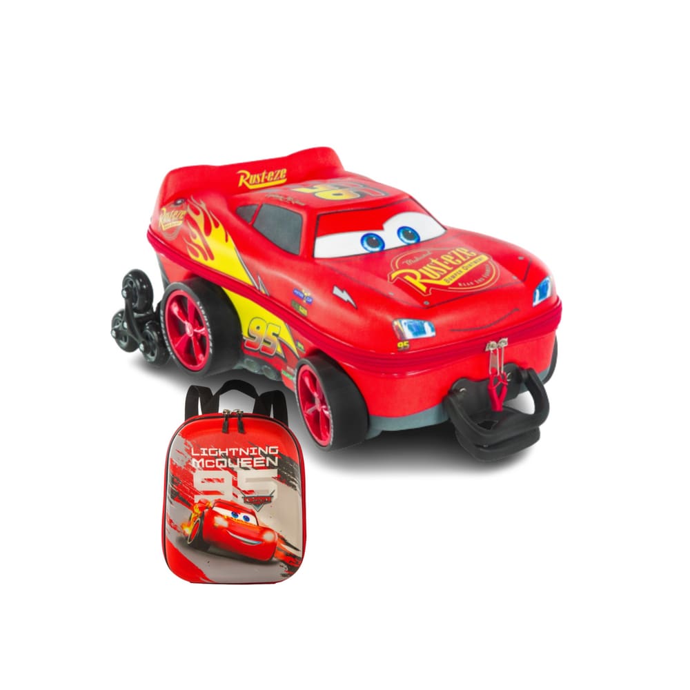 Kit Mochila de Rodas em 3D e Lancheira Cars Mcqueen