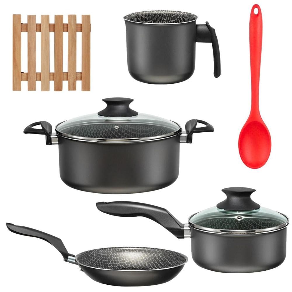 Jogo De Panelas 04 Pçs + 04 Descansos + Colher De Silicone