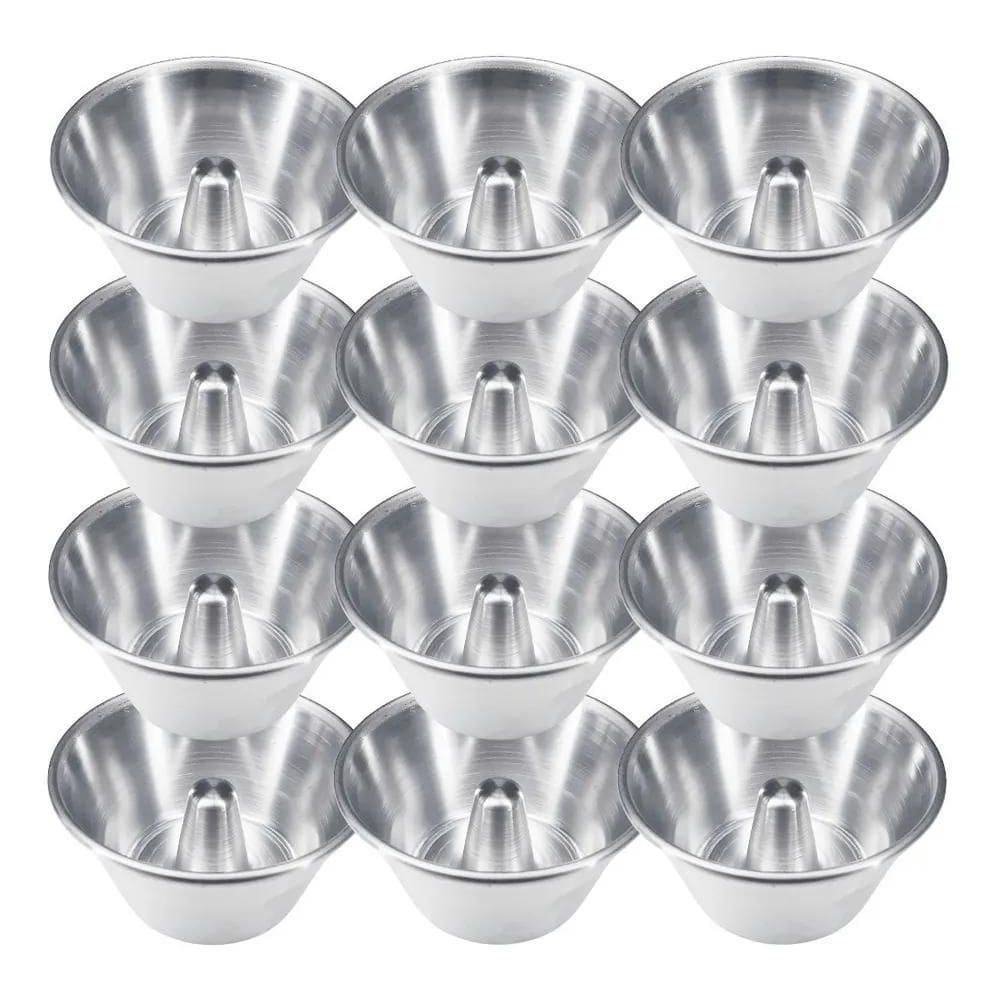 Forma De Pudim 12X6X8Cm Em Alumínio - Kit Com 12 Peças