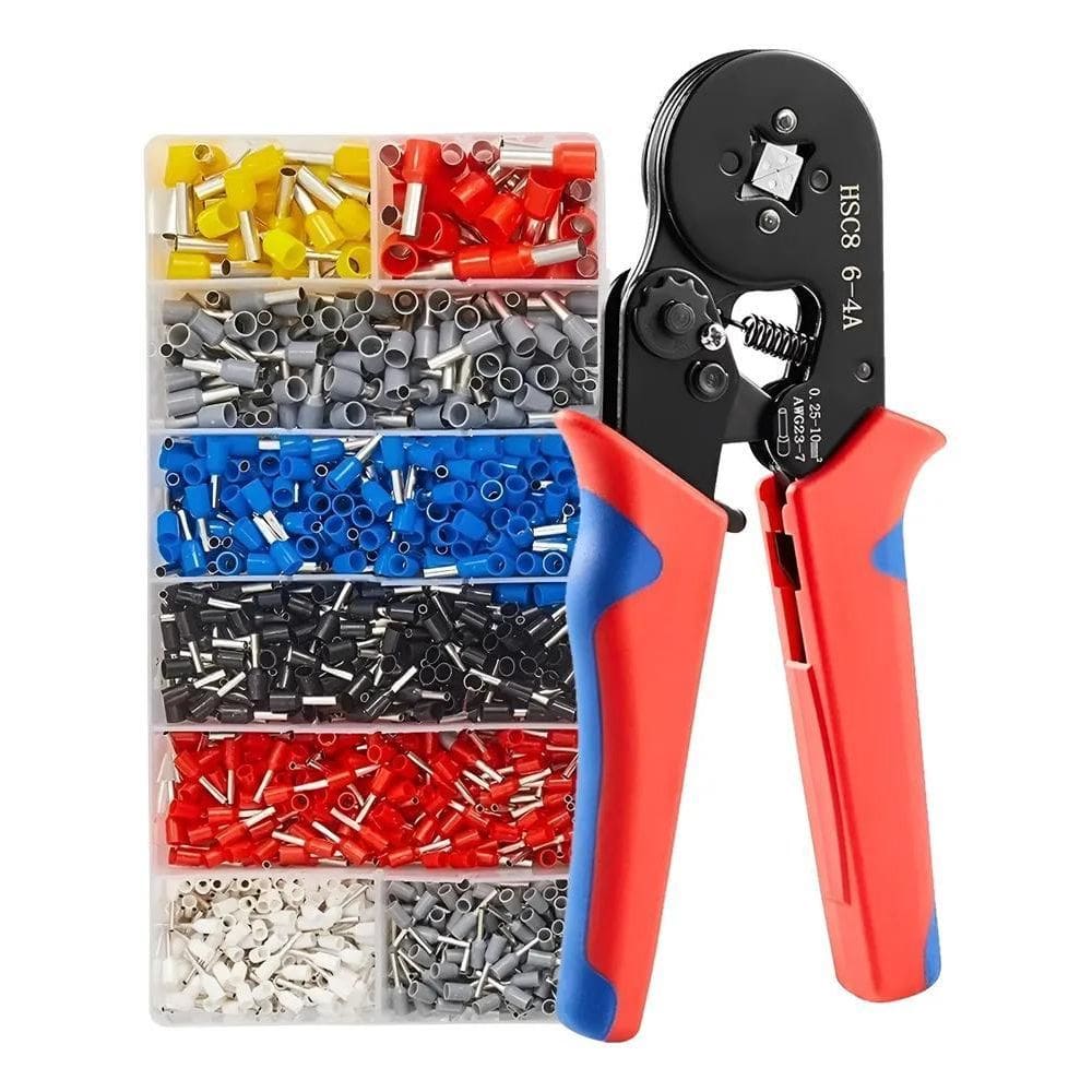 Kit Alicate Prensa Terminal Ilhós Tubular 0,25Mm Até 10Mm