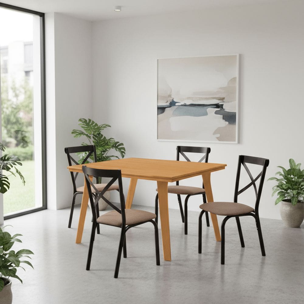 Mesa de Jantar Millena 120cm em Madeira Maciça Estilo Contemporâneo Imbuia