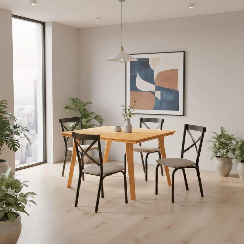 Mesa de Jantar em Madeira Maciça Millena 80x80 Robusta Imbuia