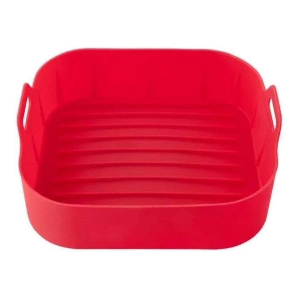 2X Forma Cesto Assadeira Silicone Air Fryer Quadrado 19Cm Al