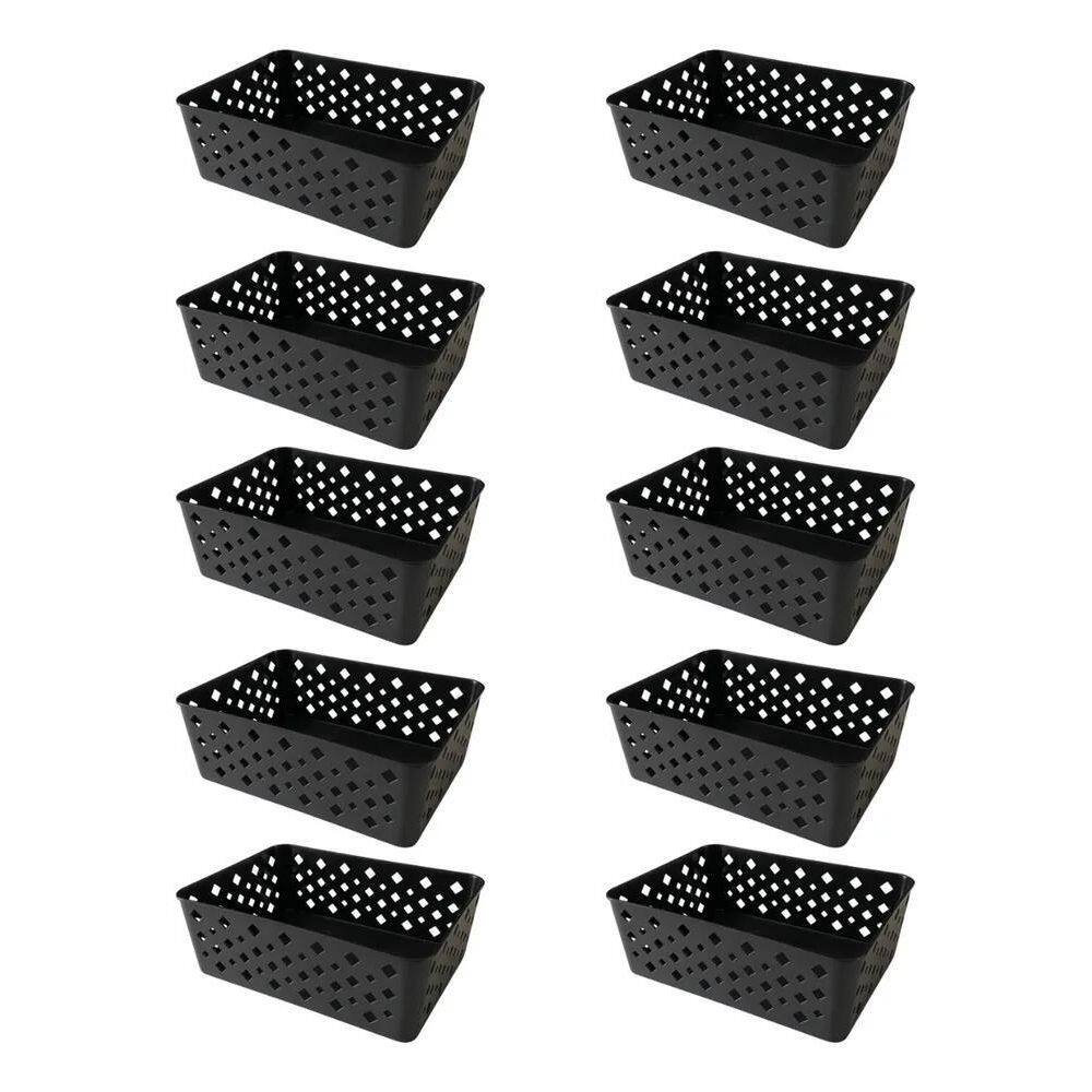 2X Kit 10 Cestos Multiuso Organizador Empilhável Gaveta 19X1