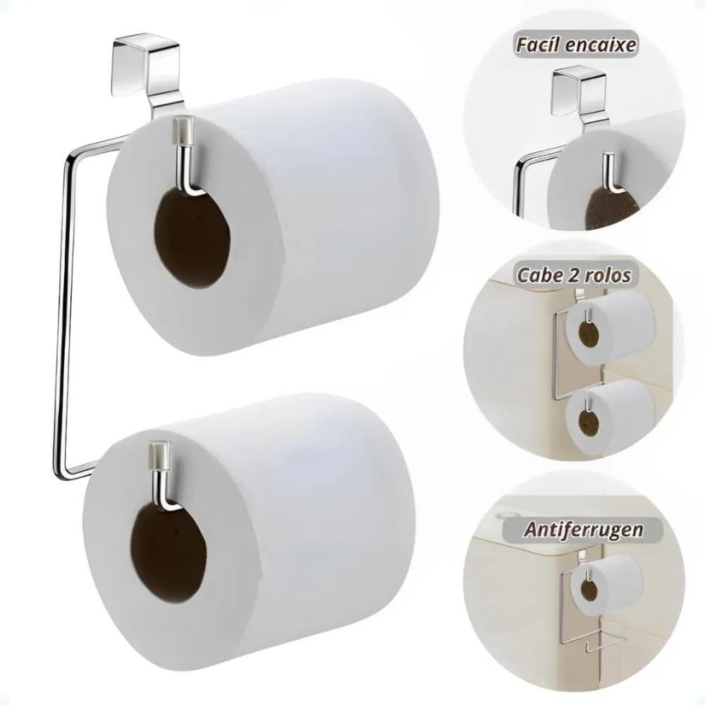 2X Suporte Duplo Porta Papel Higienico Caixa Acoplada Privad