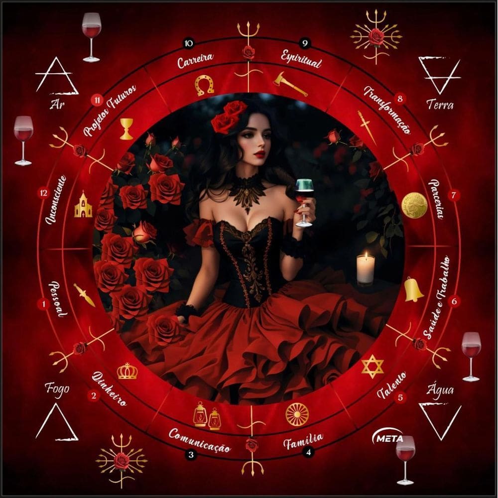 Toalha Em Tecido Da Pomba Gira Para Jogo Cartas + Presente