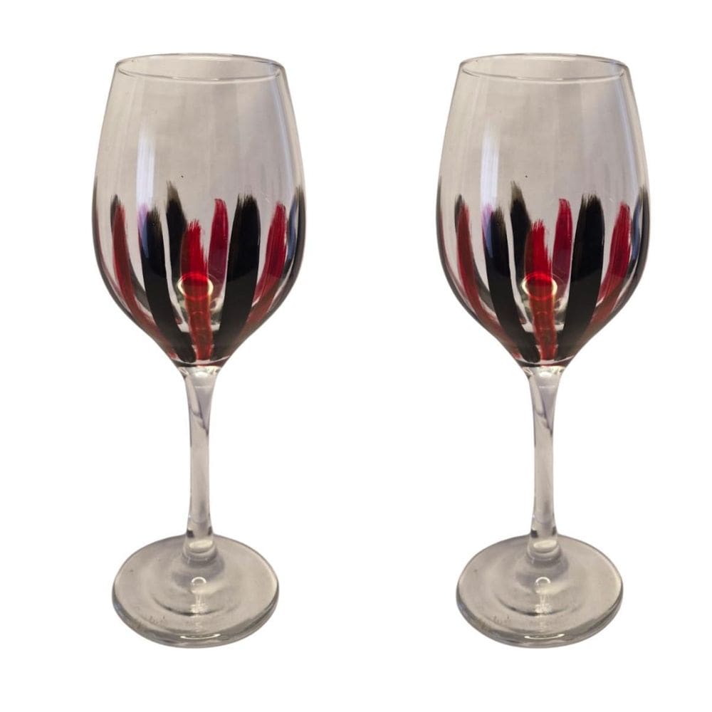 Kit 2 Taças De Vidro Grande 490Ml Vinho Água Preto Vermelho