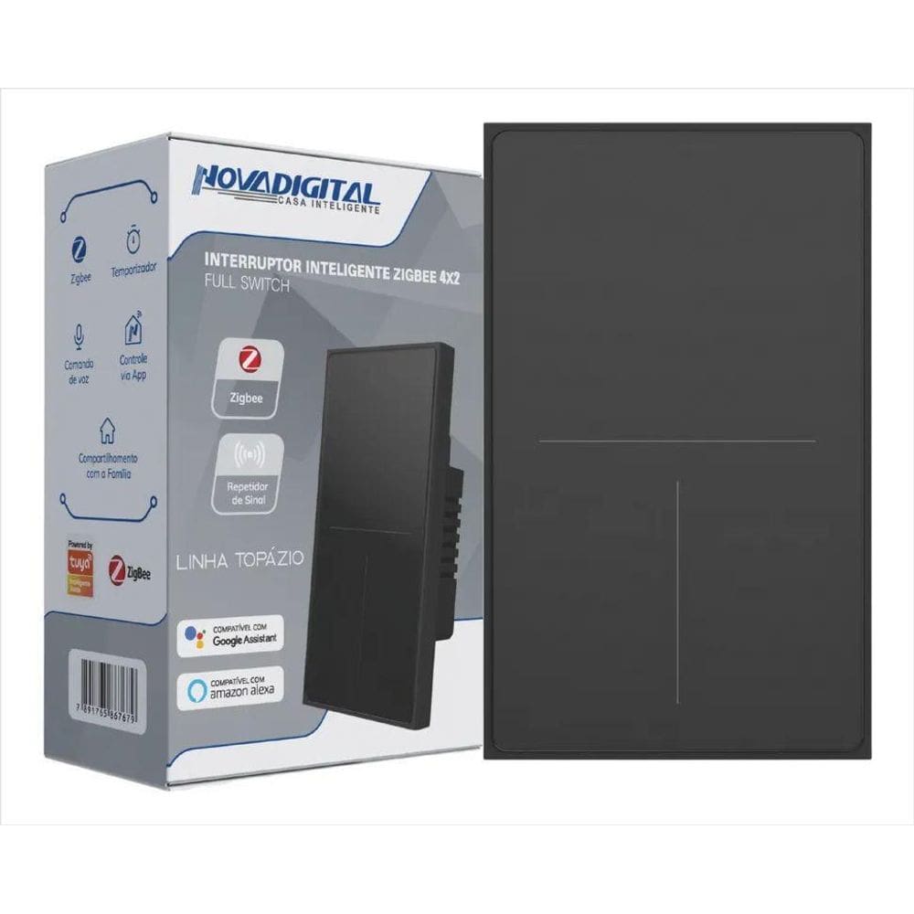 Interruptor Zigbee Novadigital 3 Botoes Topázio Preto - I14