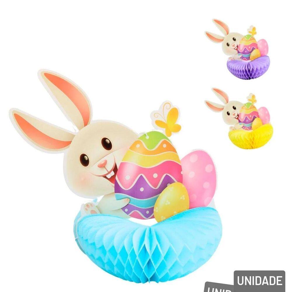 Enfeite De Páscoa Coelho 34X24Cm Sanfonado Color