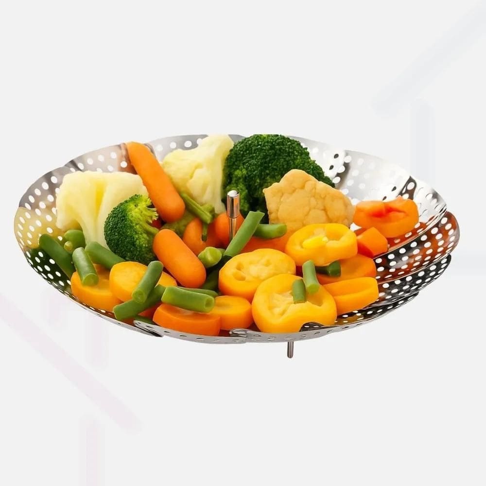 2X Cesto Cozimento A Vapor Inox Cozinhar Legumes Verduras Fr