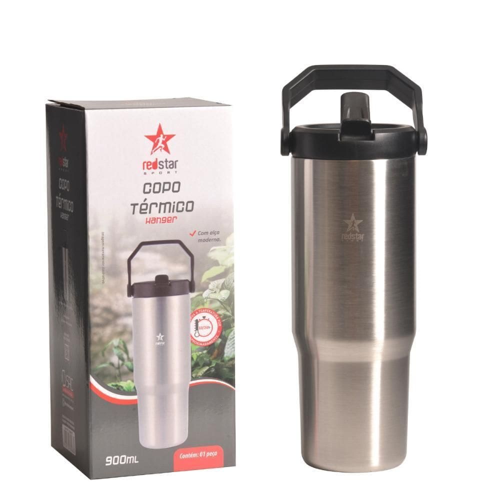Copo Térmico Com Alça Hanger Inox 900Ml