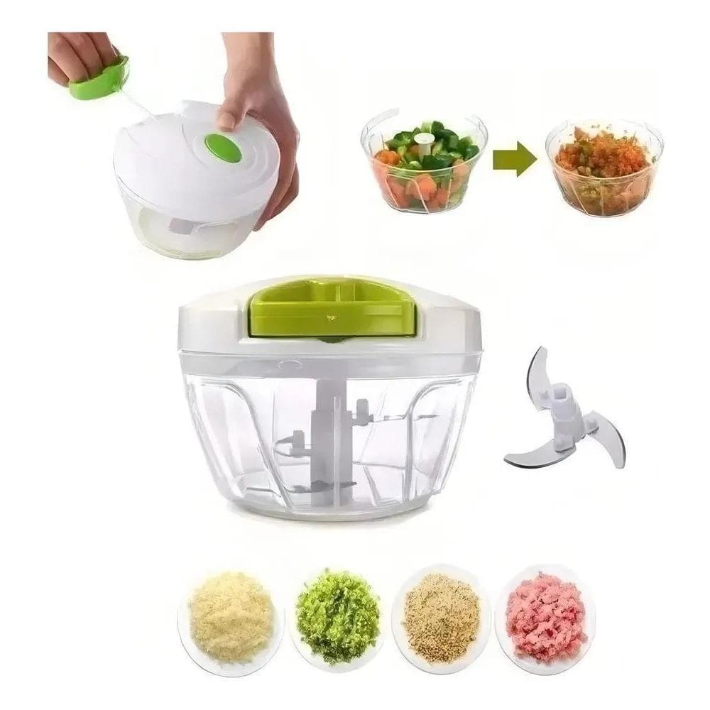 Mini Processador Triturador De Alimentos Manual Alho 500Ml