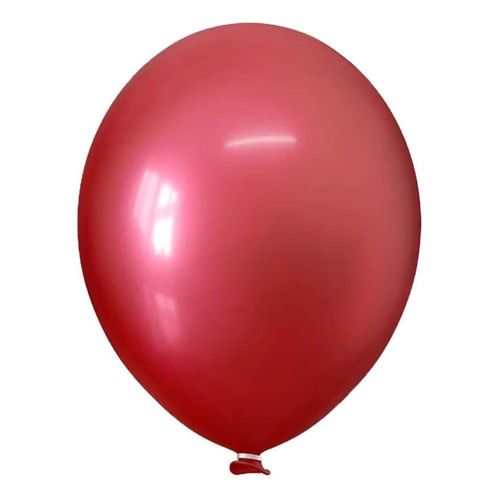 Balão Bexiga Metalizado 16 Polegadas - Gigante - 10 U Vermel
