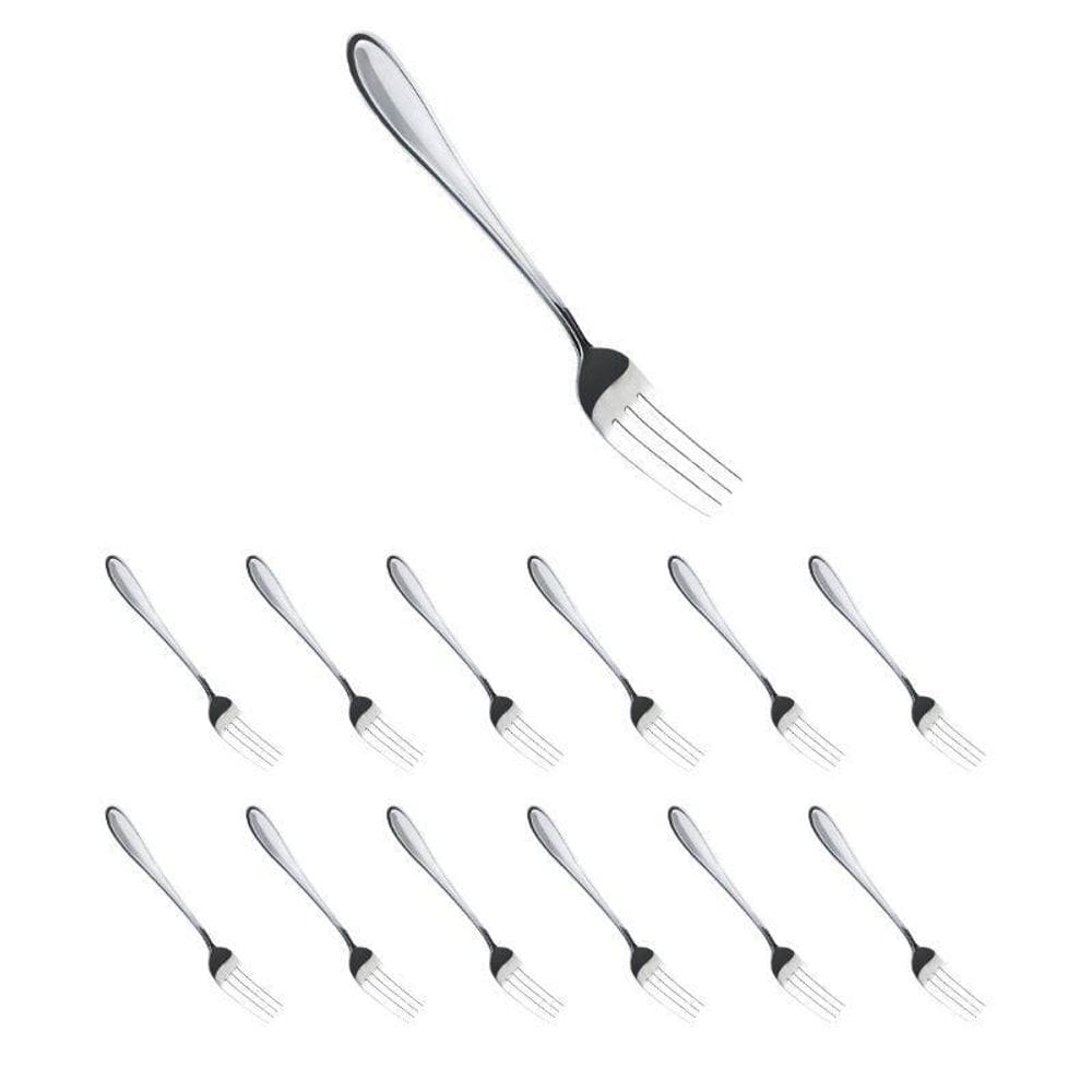 Jogo Com 12 Garfo De Mesa Aço Inox Com Acabamento Polido