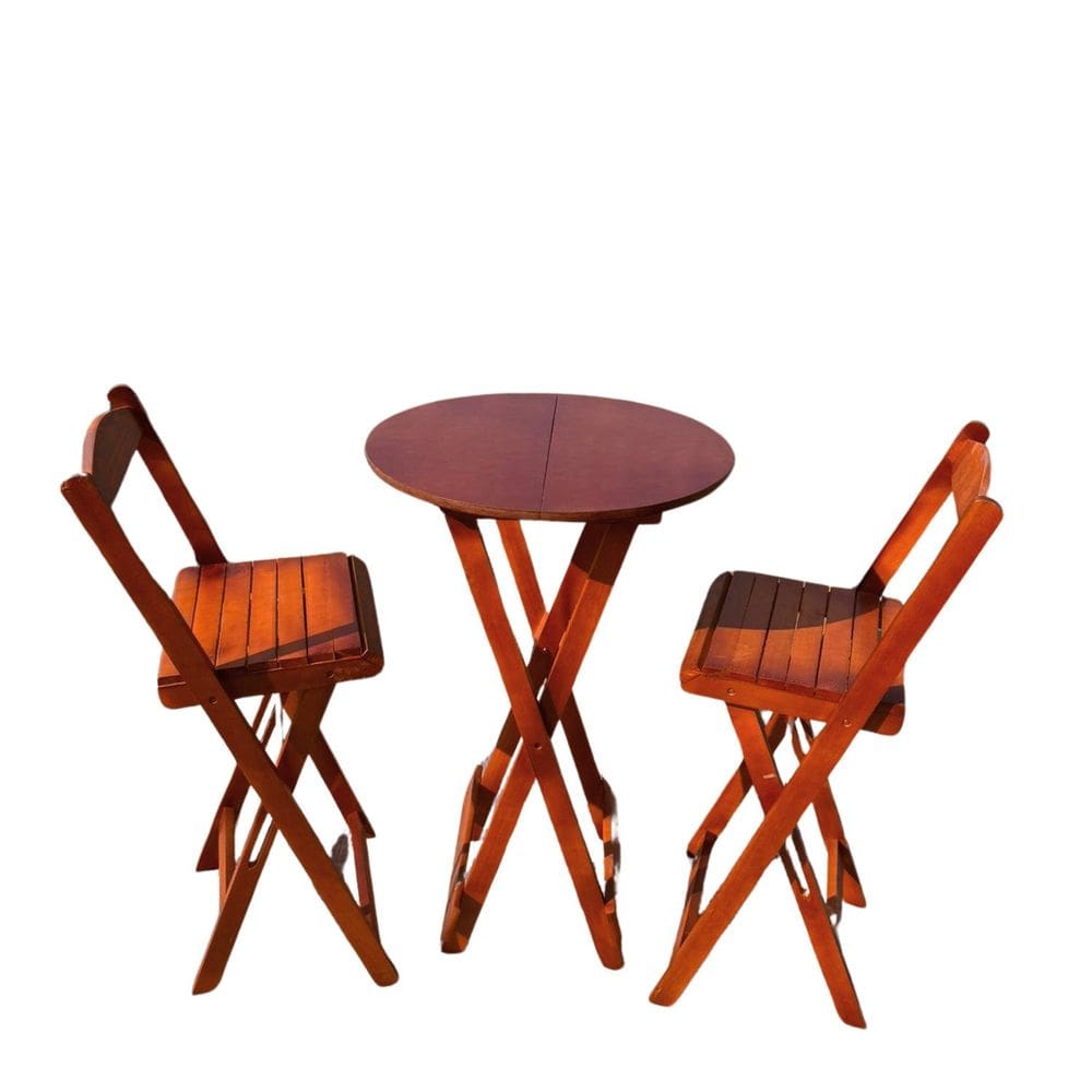 Conjunto de Bistrô Dobrável Mesa com 2 Banquetas Mel