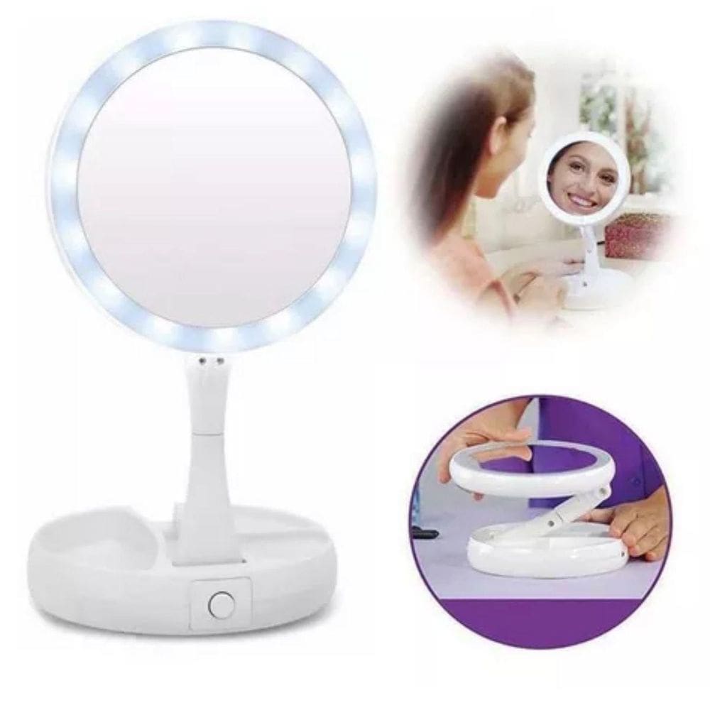 Espelho Camarim Luz Led Usb Moldura Maquiagem Light Portátil