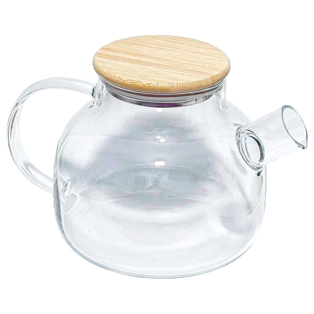 Chaleira Bule De Vidro Com Tampa Bambu 1 Litro