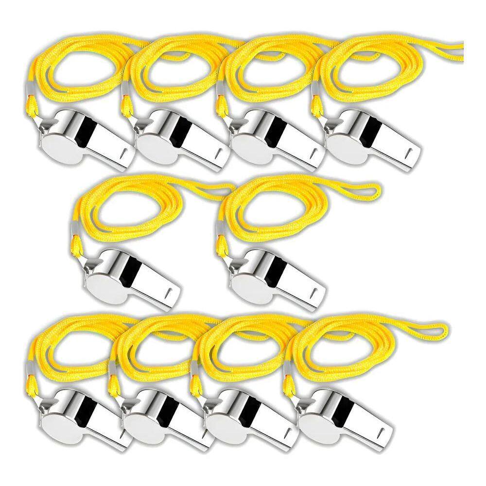 Kit 10 Apitos De Metal Com Cordão Esporte Cor P