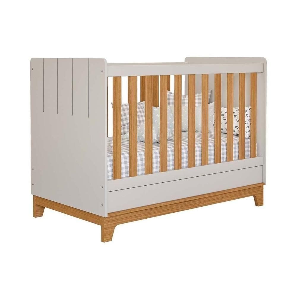 Berço Infantil Biscoito 2 Em 1 Off White-nature - Permóbili Baby