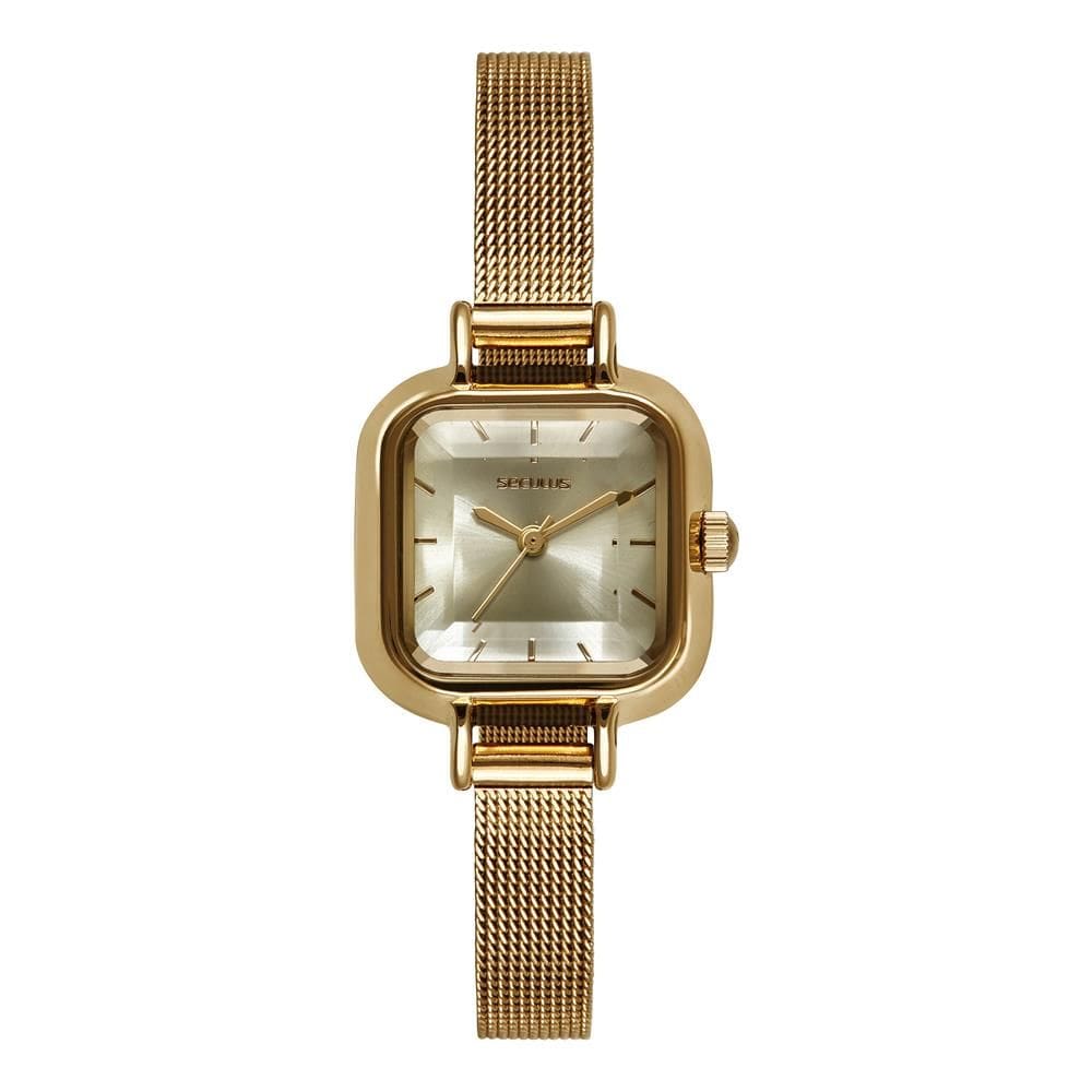 Relógio Seculus Feminino Ref: 44277lpsvds2 Retangular Mesh Dourado