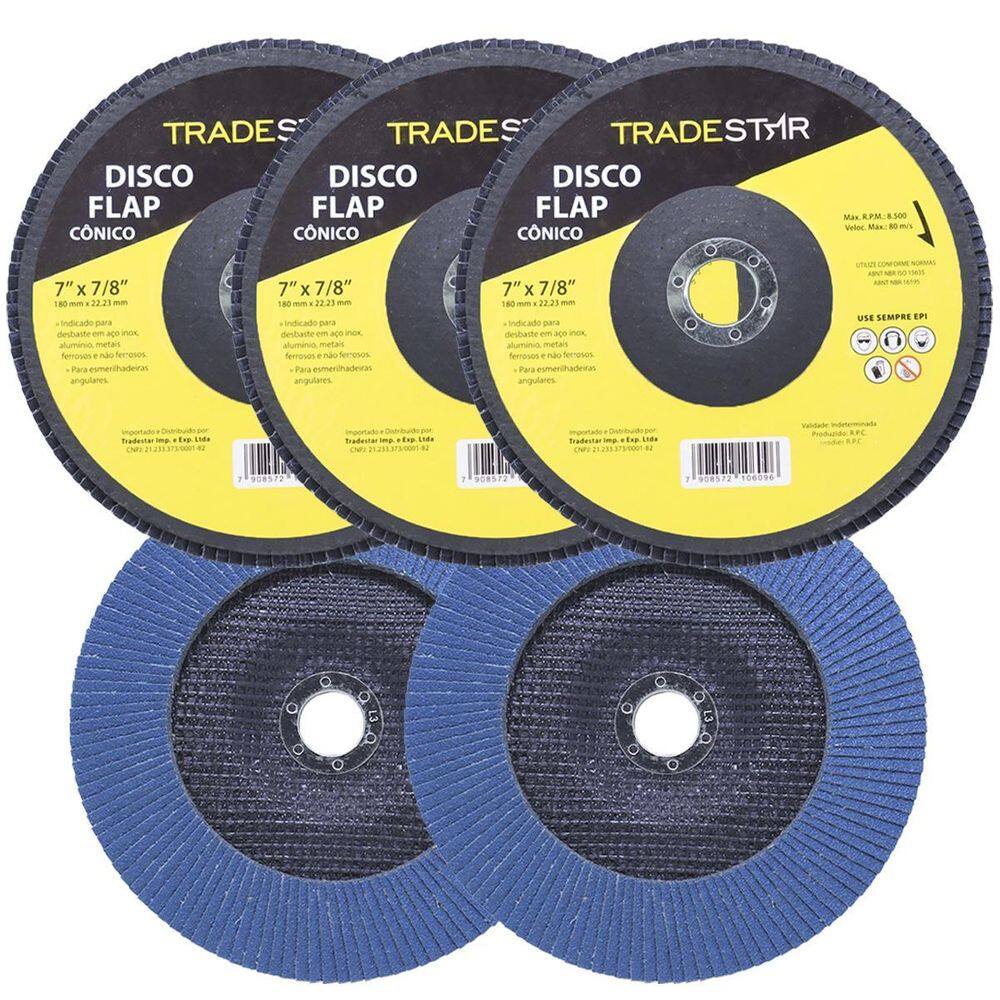 Kit Disco De Lixa Flap 7 Pol Grão 60 Para Lixadeira 05 Un