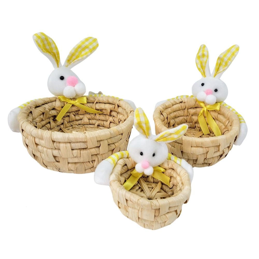 Kit Cesto Com Coelho Da Pascoa Aperitivo Mesa Posta Amarelo